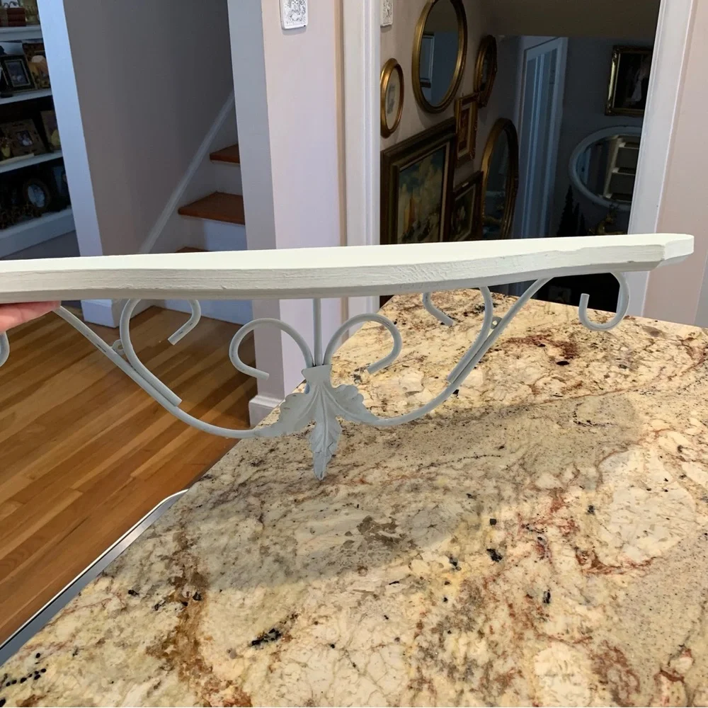 Painted wood and metal shelf